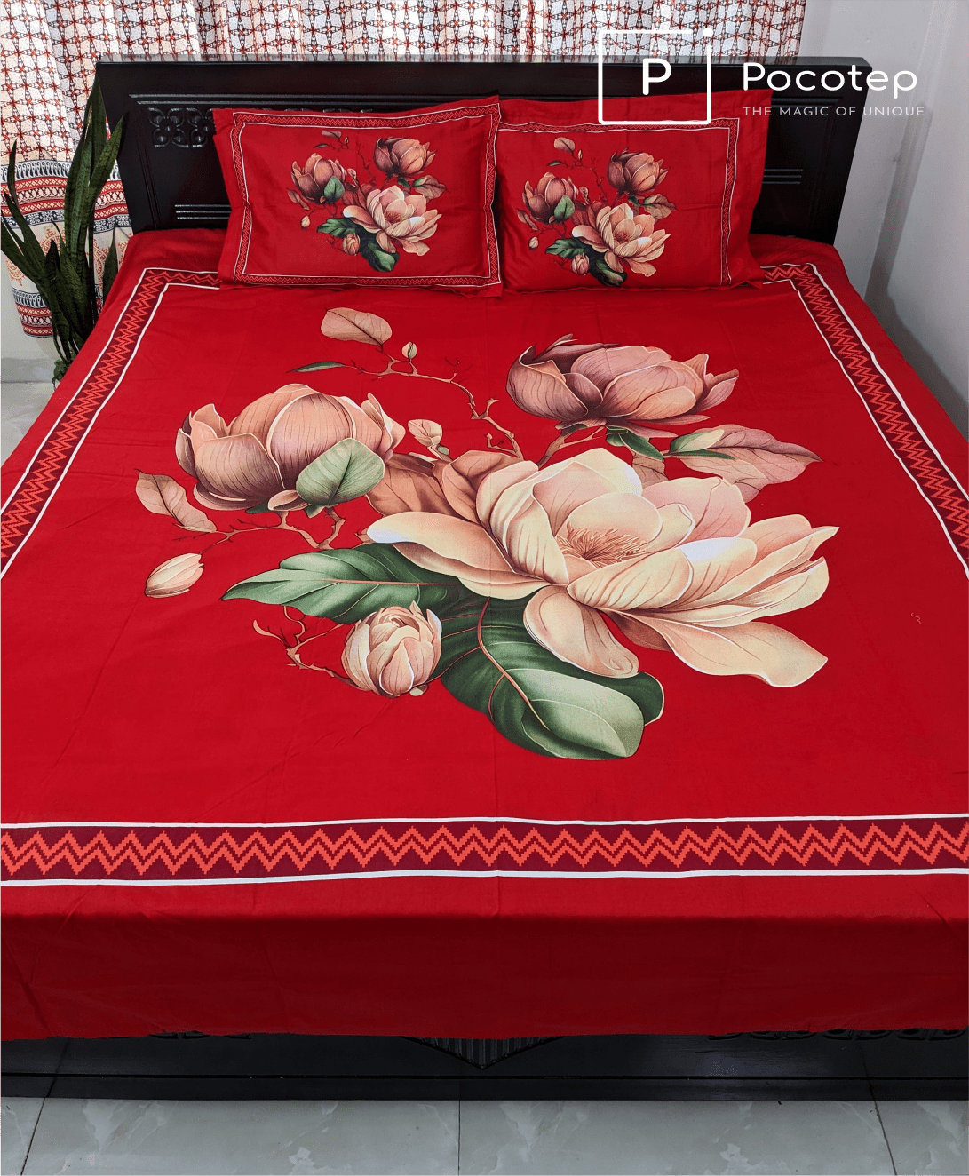 100% Twill Fabric High Quality Standard Design Bedsheet  (৩ পিসের সেট)